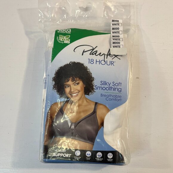 Playtex Women's 4803 18 Hour Silky soft Smoothing Wirefree Bra Size 38DDD - NWT - Picture 2 of 4